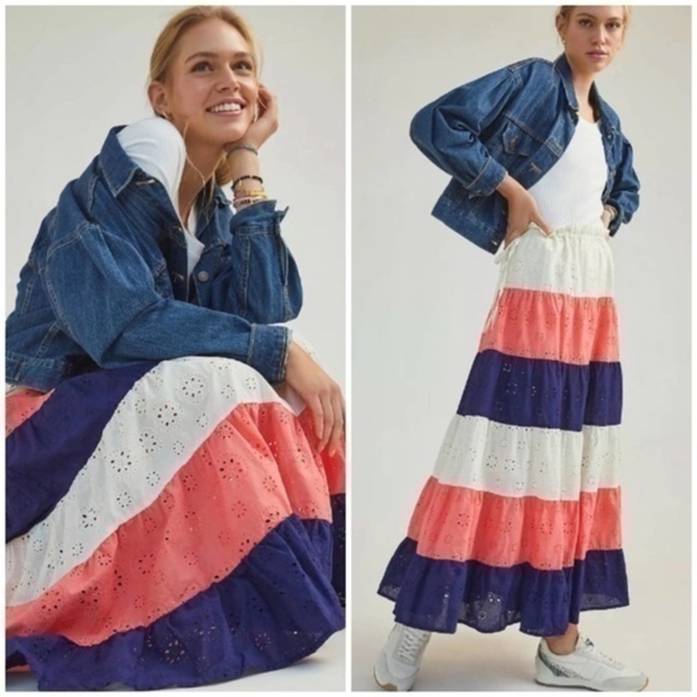 💋Anthropologie Hutch color block maxi skirt size S